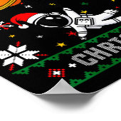 Ugly Merry Christmas Santa Hat Tree Astronaut Hold Poster (Ecke)