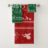 Ugly Merry CHRISTmas Sweater Christlich Red Green Badhandtuch Set (Insitu)