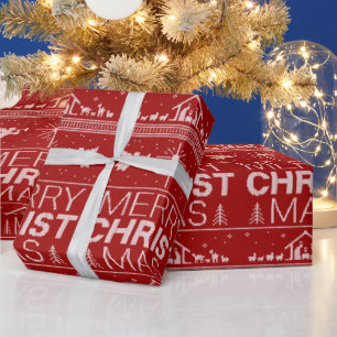 Ugly Merry CHRISTmas Sweater Christlich Red White Geschenkpapier