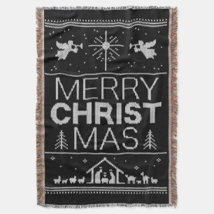 Ugly Merry CHRISTmas Sweater Elegant Religious Decke