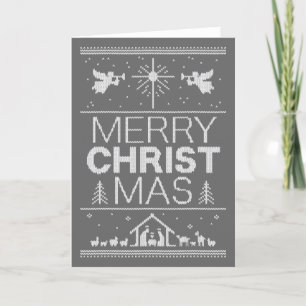 Ugly Merry CHRISTmas Sweater Elegant Religious Feiertagskarte