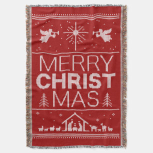Ugly Merry CHRISTmas Sweater Religious Red White Decke