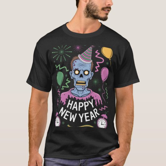 Ugly New Year Zombie Party Disaster T-Shirt (Vorderseite)