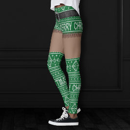 Ugly Nordic Sweater Green Kurz Skirt | Dunkle Haut Leggings