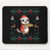 Ugly Otter Lover Santa Hat Xmas Light Otter Christ Mousepad (Vorne)