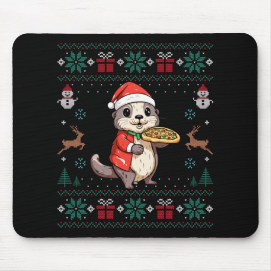 Ugly Otter Lover Santa Hat Xmas Light Otter Christ Mousepad (Vorne)