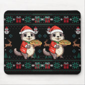 Ugly Otter Lover Santa Hat Xmas Light Otter Christ Mousepad (Vorne)