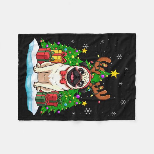 Ugly Pug Christmas Sweater Pajama For Women Men Fa Fleecedecke (Vorderseite (Horizontal))