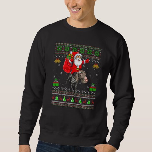 Ugly Santa Riding German Shorthaired Pointer Dog C Sweatshirt (Vorderseite)
