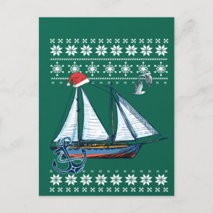 Ugly Segeln frohe Weihnachtsfeiertag Sweater Santa Postkarte