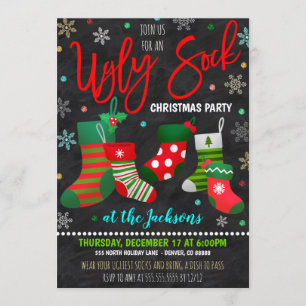 Ugly Sock Christmas Party Einladung