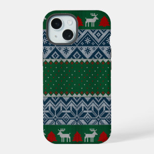 Ugly Strick Sweater Rentier Weihnachtsbaum Urlaub iPhone 15 Hülle