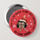 Ugly Sweater 1 Gewinner Red Owl Button (Vorne & Hinten)