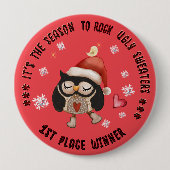 Ugly Sweater 1 Gewinner Red Owl Button (Vorderseite)