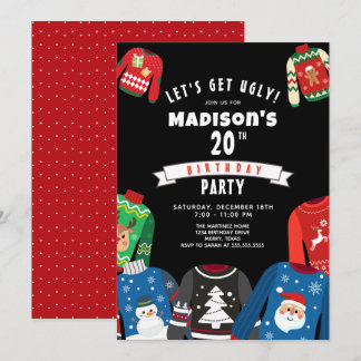 Ugly Sweater 20. Geburtstagsparty Einladung