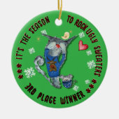 Ugly Sweater 3 Gewinner Cat & Mouse Keramik Ornament (Vorne)