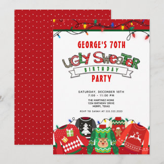 Ugly Sweater 70. Geburtstagsparty Einladung