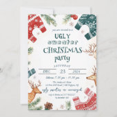 Ugly Sweater and Reindeer Christmas Party Einladung (Vorderseite)