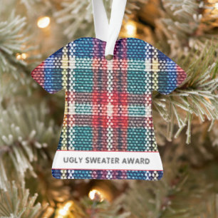 Ugly Sweater Award Farbenfroh Kariertes Jahr Spaß  Ornament