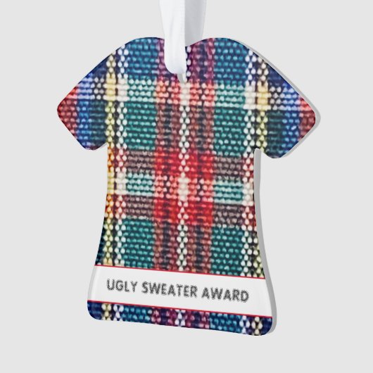 Ugly Sweater Award Farbenfroh Kariertes Jahr Spaß Ornament (Vorderseite)
