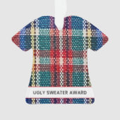 Ugly Sweater Award Farbenfroh Kariertes Jahr Spaß Ornament (Vorderseite)