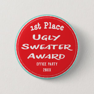 Ugly Sweater Award Office Party 1. Platz Button