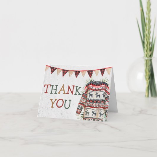 Ugly Sweater Baby Dusche Danke Karte (Vorderseite)