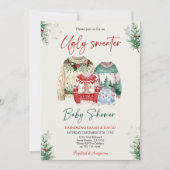 Ugly Sweater Baby Dusche Einladung (Vorderseite)