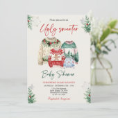 Ugly Sweater Baby Dusche Einladung (Stehend Vorderseite)