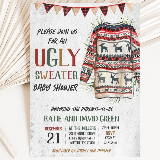 Ugly Sweater Baby Dusche Einladung
