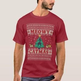 Ugly Sweater Cat in Tree T-Shirt