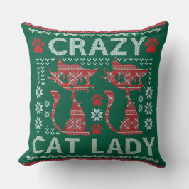 Ugly Sweater Cat Lady Pillow Christmas Exchange Kissen