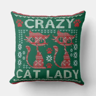 Ugly Sweater Cat Lady Pillow Christmas Exchange Kissen