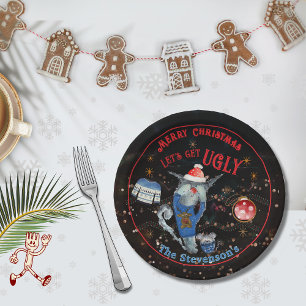 Ugly Sweater Cat & Mouse Holiday Pappteller