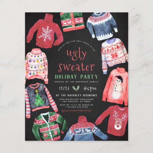 Ugly Sweater | Chalkboard Budget Weihnachten Party (Vorderseite)
