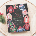 Ugly Sweater | Chalkboard Budget Weihnachten Party<br><div class="desc">[Alle Texte sind auf diesen Weihnachts-Party Einladungen editierbar!] Ugly Sweater Feier! Ein Kostüm Party Design, perfekt für festliche Familienspass! Ideal für Weihnachten Party, Feiertag, Party, Weihnachtsfeier, Weihnachtsfeier, Weihnachtsfeier, Weihnachtsfeier, Geburtstagsfeier und vieles mehr! Das Thema umfasst handgestrickte Pullover, einen Kreideboden und eine fröhliche Typografie mit Aquarellfarben, die Datum und Uhrzeit in...</div>