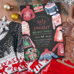 Ugly Sweater | Chalkboard Budget Weihnachten Party<br><div class="desc">[Alle Texte sind auf diesen Weihnachts-Party Einladungen editierbar!] Ugly Sweater Feier! Ein Kostüm Party Design, perfekt für festliche Familienspass! Ideal für Weihnachten Party, Feiertag, Party, Weihnachtsfeier, Weihnachtsfeier, Weihnachtsfeier, Weihnachtsfeier, Geburtstagsfeier und vieles mehr! Das Thema umfasst handgestrickte Pullover, einen Kreideboden und eine fröhliche Typografie mit Aquarellfarben, die Datum und Uhrzeit in...</div>