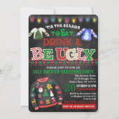 Ugly Sweater Chalkboard Weihnachtsfeiertage Party Einladung (Vorderseite)