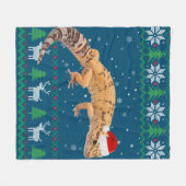 Ugly Sweater Christmas Animals Santa Leopard Gecko Fleecedecke (Vorderseite (Horizontal))