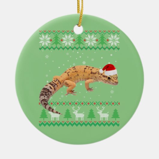 Ugly Sweater Christmas Animals Santa Leopard Gecko Keramik Ornament (Vorne)