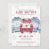 Ugly Sweater Christmas Baby Dusche Einladung (Vorderseite)