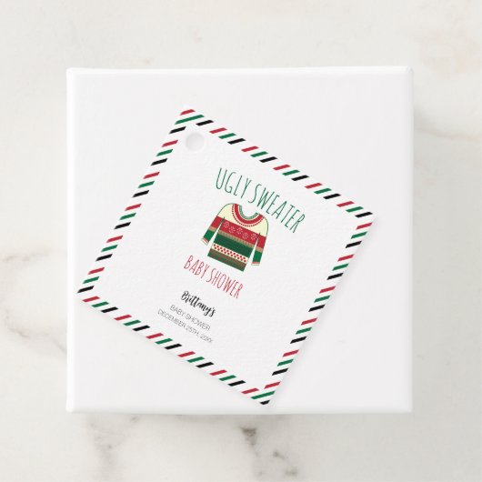 Ugly Sweater Christmas Baby Dusche Geschenkanhänger (Beispiel)