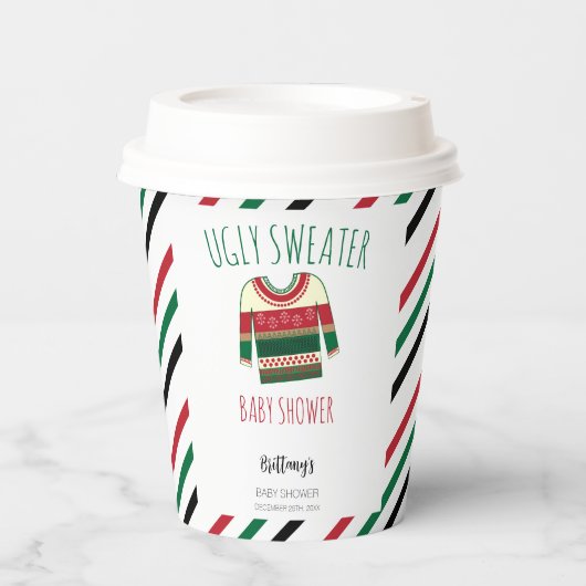 Ugly Sweater Christmas Baby Dusche Pappbecher (Vorderseite)