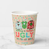 Ugly Sweater Christmas Baby Dusche Pappbecher (Rückseite)