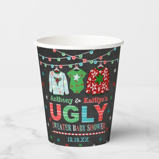 Ugly Sweater Christmas Baby Dusche Pappbecher (Vorderseite)