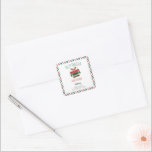 Ugly Sweater Christmas Baby Dusche Quadratischer Aufkleber<br><div class="desc">Dieses Design bietet ein hässliches Sweater Baby Dusche Thema mit einer Pullover-Abbildung in rot-grün und schwarz Farben.</div>