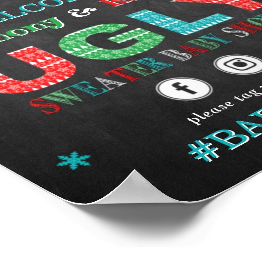 Ugly Sweater Christmas Baby Dusche Willkommen Poster (Ecke)