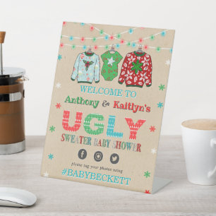 Ugly Sweater Christmas Baby Dusche Willkommen Sockelschild