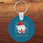 Ugly Sweater Christmas Bobtail Dog Santa Hat Pajam Schlüsselanhänger (Vorderseite)