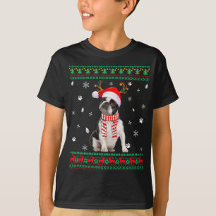 Ugly Sweater Christmas Boston Terrier Dog Santa Re T-Shirt